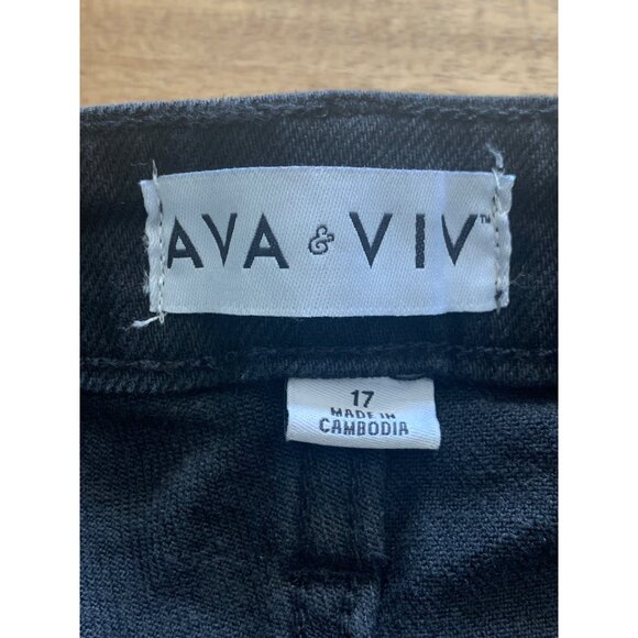 Ava & Viv Junior Teens Black High Rise Wide Leg Stretch Denim Jeans Plus Size 17 - Picture 9 of 12